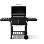 Cookingbox Barbecue au Charbon Clark - Grille en Fonte, Ventilation Réglable, Acier Inox, Thermomètre, Tablettes Rabattables, Roues