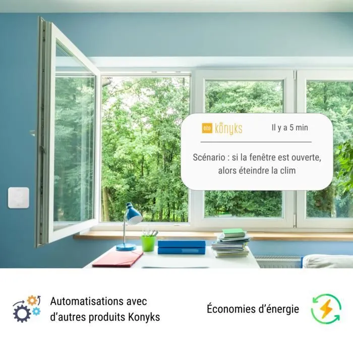 Konyks Thermostat Climpac Wi-Fi - Contrôle à distance pour climatiseurs et pompes à chaleur, programmable, avec thermomètre, hygromètre et compatibilité assistants vocaux