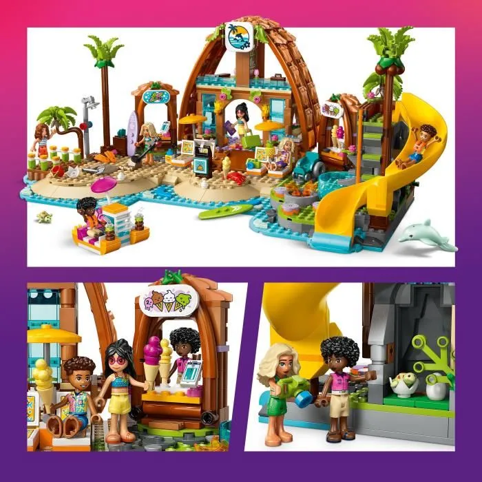 Lego Friends 42673 Jeu de Construction Vacances à l'Hôtel de la Plage avec 6 Mini-Poupées, Dauphin et Tortue - Cadeau Enfants 8 Ans et Plus
