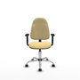 PIQUERAS Y CRESPO Chaise de bureau Algarra, similicuir crème, accoudoirs 1D, roulettes parquet