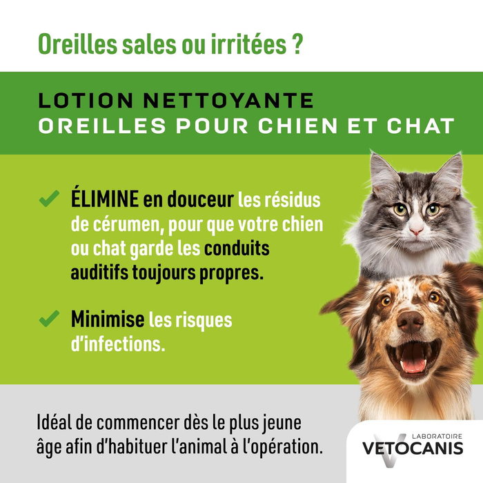 Vetocanis Nettoyant Oreille pour Chat et Chien 60ml Vetocanis Nettoyant Oreille pour Chat et Chien 60ml