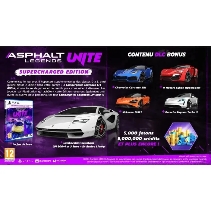 Just For Games Asphalt Legends Unite - Jeu PS5 Supercharged Edition avec supercars, pièces et jetons inclus Just For Games Asphalt Legends Unite - Jeu PS5 Supercharged Edition avec supercars, pièces et jetons inclus