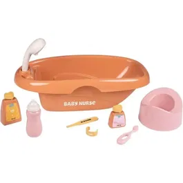 Smoby Baby Nurse - Set baignoire et accessoires de bain pour poupon avec douchette, biberon, pot et brosse à dents - Jeu d'imitation fabrication française - À partir de 3 ans