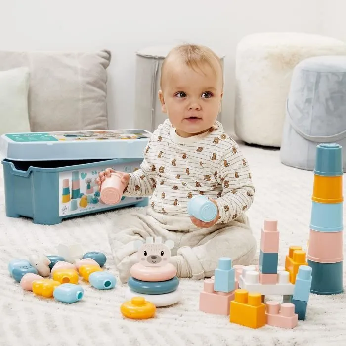 Ecoiffier 7915 Pack de jeux d'éveil pour bébé et enfant, coffret complet avec pyramide, perles, pots gigognes et briques multicolores