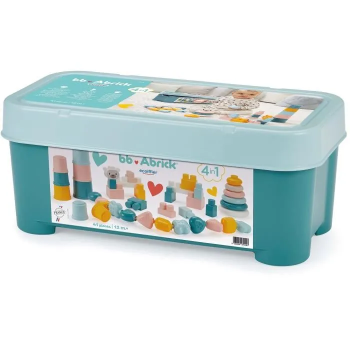 Ecoiffier 7915 Pack de jeux d'éveil pour bébé et enfant, coffret complet avec pyramide, perles, pots gigognes et briques multicolores