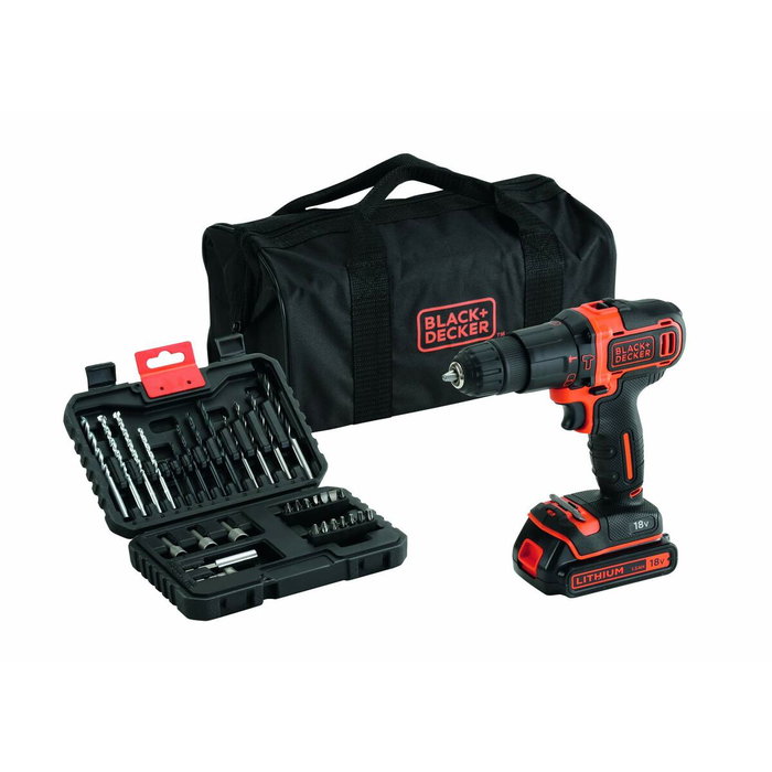 Black + Decker BDCHD18S32-QW Perceuse à percussion sans fil 18V avec batterie 1,5Ah et 32 accessoires Black + Decker BDCHD18S32-QW Perceuse à percussion sans fil 18V avec batterie 1,5Ah et 32 accessoires