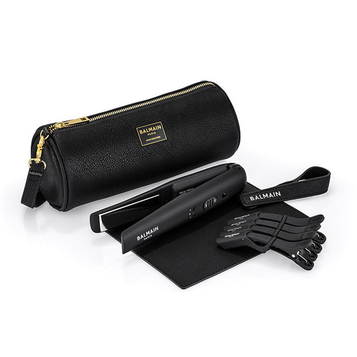 Balmain Hair Lisseur Sans Fil Straightener avec plaques titane - Compact pour voyage - Prise EU - Noir