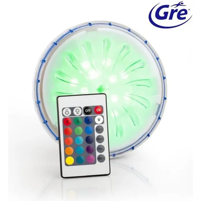GRE - Projecteur LED submersible couleur pour piscine hors-sol à paroi en acier/métal avec télécommande - Éclairage piscine GRE - Projecteur LED submersible couleur pour piscine hors-sol à paroi en acier/métal avec télécommande - Éclairage piscine