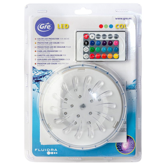 Gre Projecteur LED magnétique pour piscine 18 W 15 couleurs + blanc avec télécommande Gre Projecteur LED magnétique pour piscine 18 W 15 couleurs + blanc avec télécommande