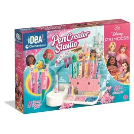 Clementoni Atelier des stylos - Coffret créatif pour personnaliser 5 stylos décoratifs - Édition Disney Princesses avec accessoires, perles et décors