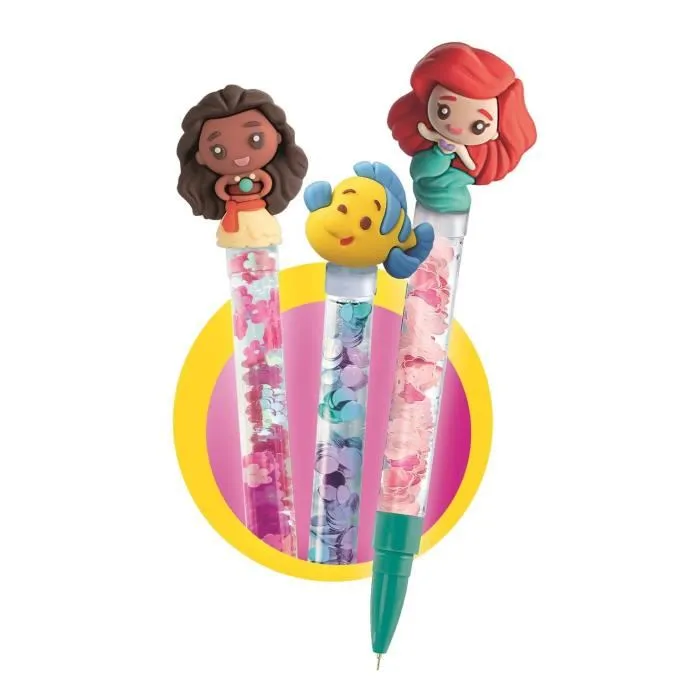 Clementoni Atelier des stylos - Coffret créatif pour personnaliser 5 stylos décoratifs - Édition Disney Princesses avec accessoires, perles et décors