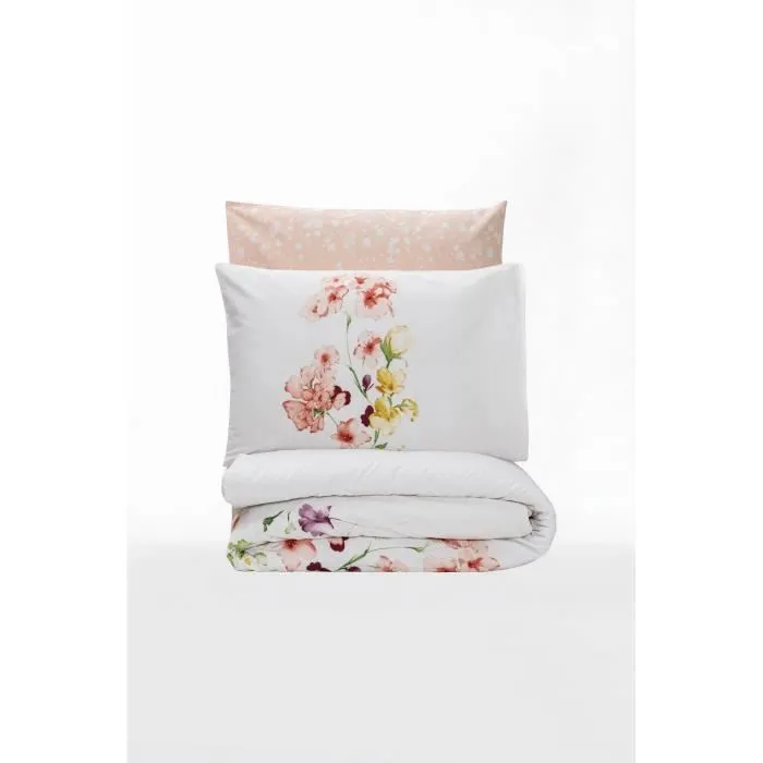 Parure de lit housse de couette 240 x 220 cm + 2 taies d'oreiller 60 x 60 cm - 100% coton renforcé, impression pigmentaire, King Size - Blanc