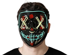 Atosa Masque noir avec croix fluorescentes pour Halloween