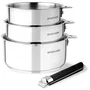 Arthur Martin Set de 3 casseroles AM9855 (16-18-20 cm) induction poignée amovible