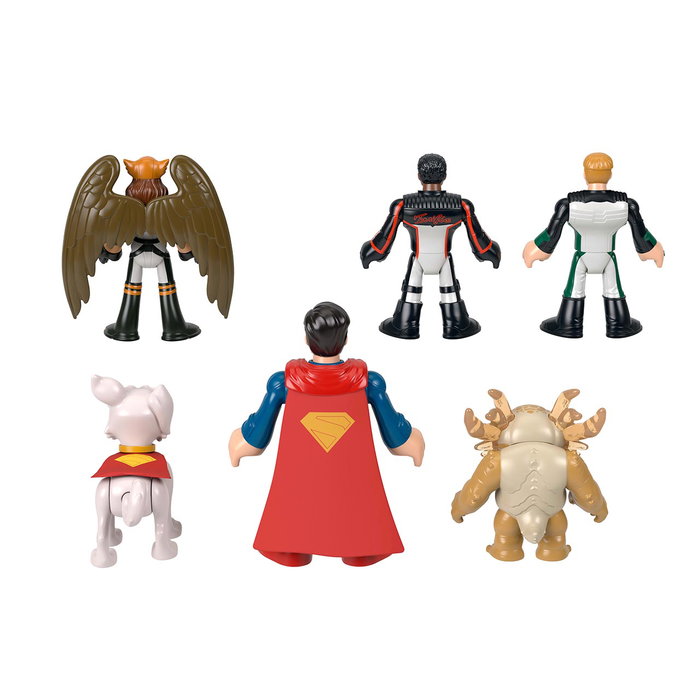 Imaginext - Pack Superman DC Super Friends - Figurines Articulées Superman, Chica Halcón, Linterna Verde, Mr. Terrific, Krypto & Kaiju - Réf. JDL09
