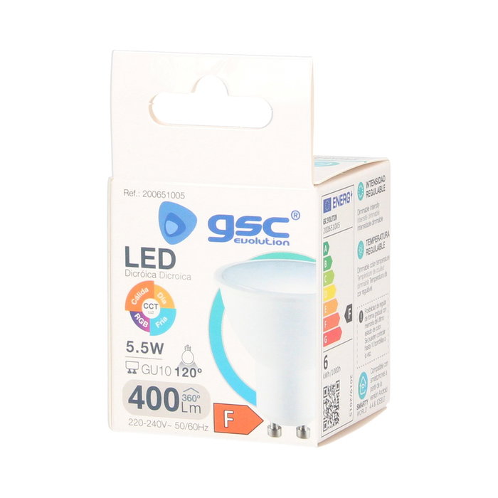 GSC Evolution Ampoule LED dicroïque intelligente WiFi RGB + CTT, 5,5W, GU10