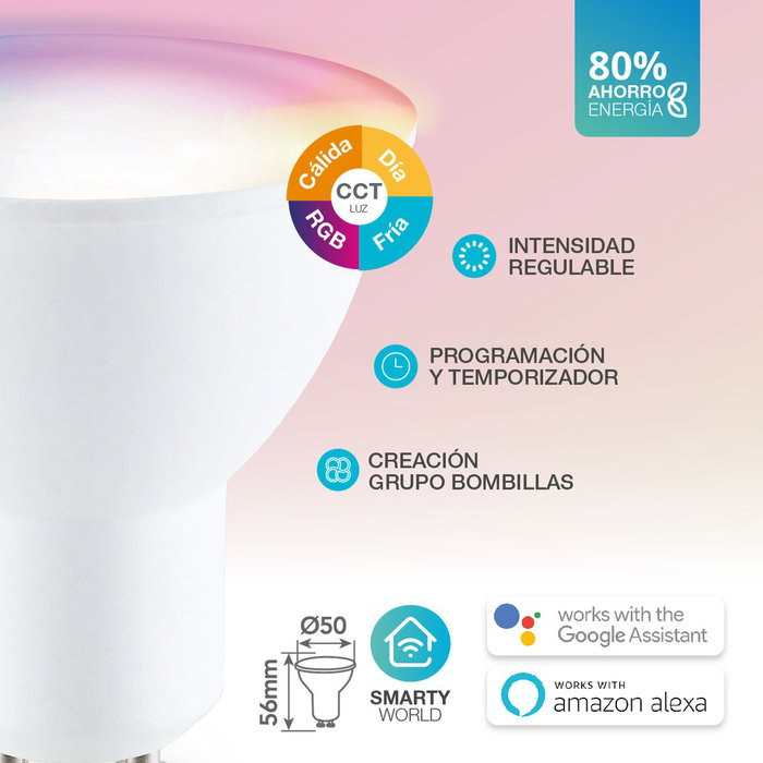 GSC Evolution Ampoule LED dicroïque intelligente WiFi RGB + CTT, 5,5W, GU10