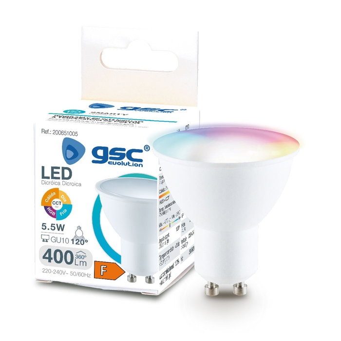 GSC Evolution Ampoule LED dicroïque intelligente WiFi RGB + CTT, 5,5W, GU10
