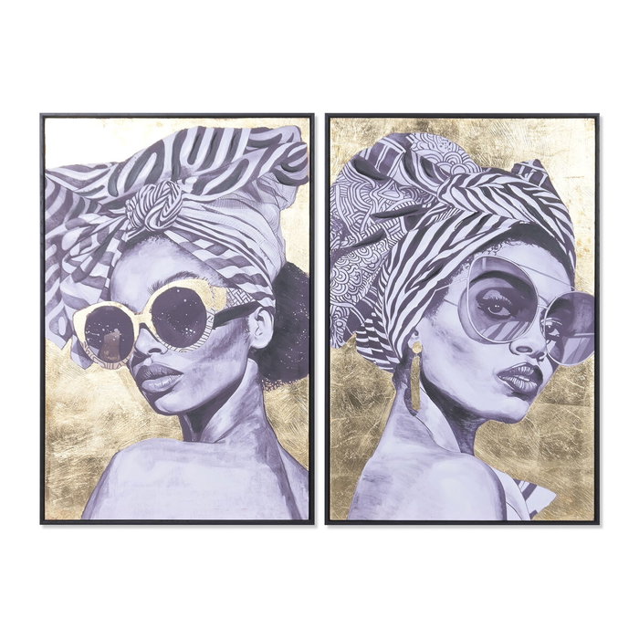 Home ESPRIT Toile ESPRIT Noir Doré chica (Lot de 2) Home ESPRIT Toile ESPRIT Noir Doré chica (Lot de 2)