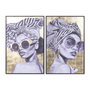 Home ESPRIT Toile ESPRIT Noir Doré chica (Lot de 2)