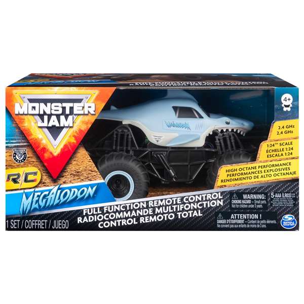 Spin Master Monster Jam Megalodon - Voiture télécommandée RC échelle 1:24 - 14,3x28,57x14,94cm - À partir de 4 ans Spin Master Monster Jam Megalodon - Voiture télécommandée RC échelle 1:24 - 14,3x28,57x14,94cm - À partir de 4 ans