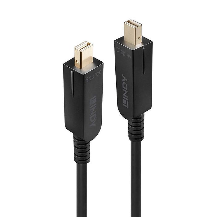 Lindy Câble Mini DisplayPort vers DisplayPort 1.4 Hybride Fibre Optique 70m avec connecteurs fournis - Résolution 8K à 60Hz, 4K à 120Hz, HDR