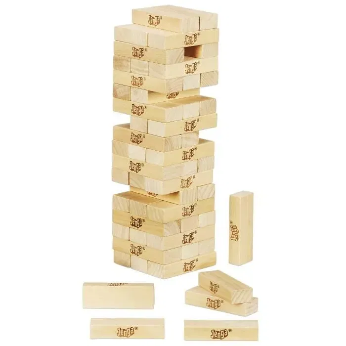 Hasbro Gaming Jenga Jeu de Société d'Ambiance - Jeu de Construction avec Dés Numériques, à Partir de 8 Ans