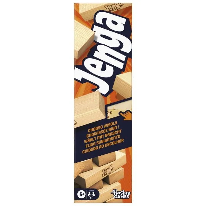 Hasbro Gaming Jenga Jeu de Société d'Ambiance - Jeu de Construction avec Dés Numériques, à Partir de 8 Ans