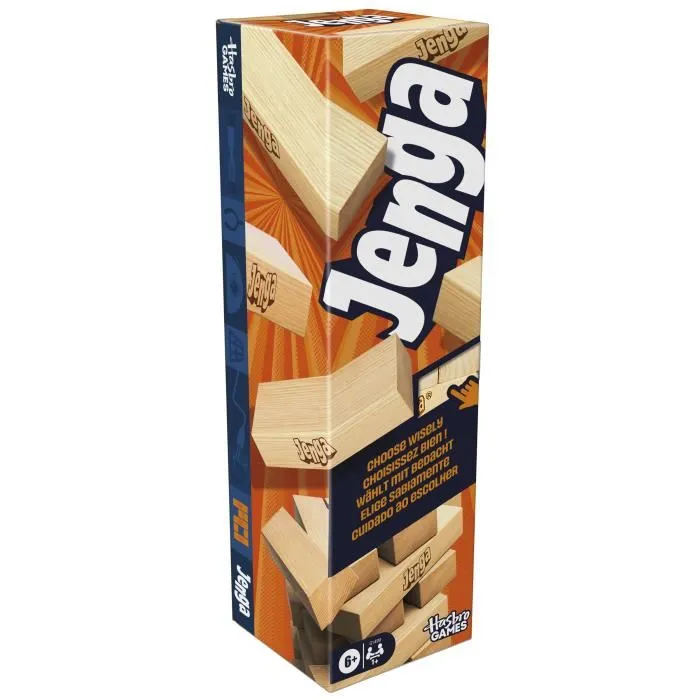 Hasbro Gaming Jenga Jeu de Société d'Ambiance - Jeu de Construction avec Dés Numériques, à Partir de 8 Ans