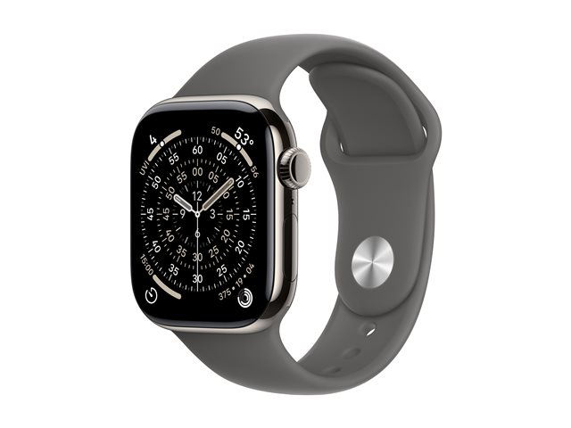 Apple Watch Series 11 GPS + Cellular - Titane naturel - Bracelet Sport Gris pierre - 42 mm