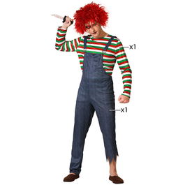 Déguisement Homme Adulte Déguisement Effrayant de Poupée avec Combinaison, Multicolore, Taille XS-S, pour Halloween et Soirées à Thème