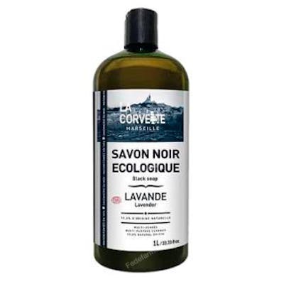LA CORVETTE Savon Liquide Noir à la Lavande 1L - Dégraissant et Détachant Multiusage pour Sols et Surfaces, Certifié Ecocert LA CORVETTE Savon Liquide Noir à la Lavande 1L - Dégraissant et Détachant Multiusage pour Sols et Surfaces, Certifié Ecocert