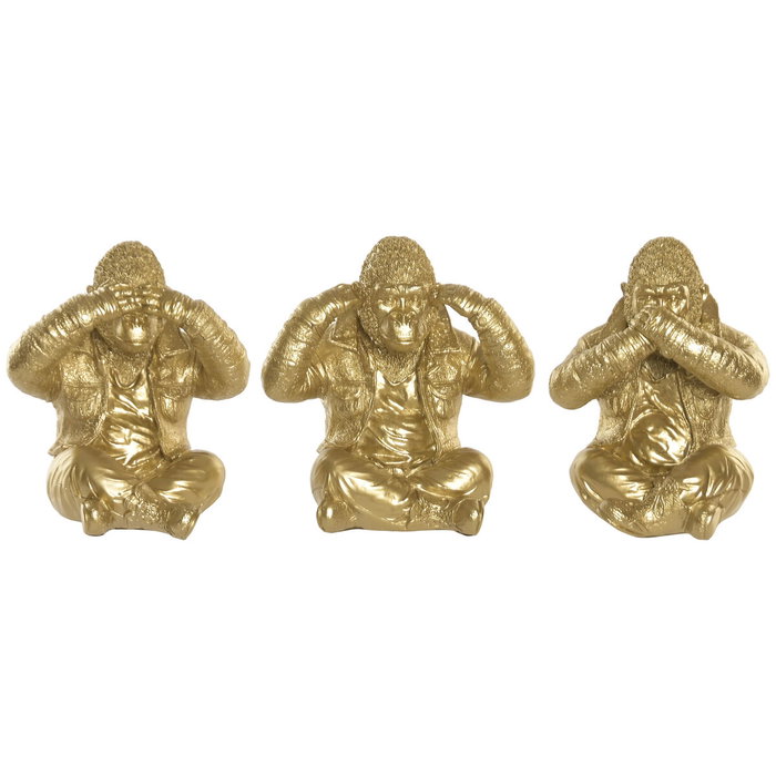 Home ESPRIT Figurine Décorative Gorille Dorée (3 Unités) Home ESPRIT Figurine Décorative Gorille Dorée (3 Unités)