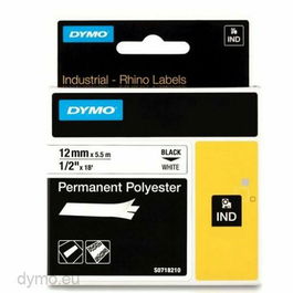 Dymo Ruban 18483 Noir sur Blanc pour Rhino Industrial L, pour imprimante d'étiquettes, Polyester