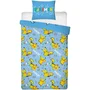 Pokemon - Parure de lit licence Pikachu en microfibre - Housse de couette 140x200 cm + Taie d'oreiller 63x63 cm - Décor de chambre enfant
