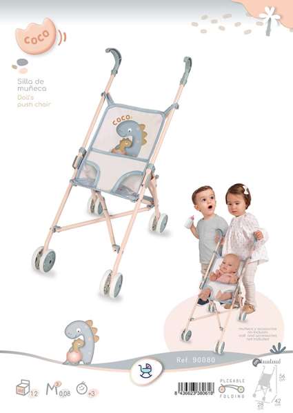 Decuevas Chaise pliable coco pour poupées jusqu'à 48 cm, fauteuil de poupée, dimensions 28x42x56 cm, métal, plastique, polyester Decuevas Chaise pliable coco pour poupées jusqu'à 48 cm, fauteuil de poupée, dimensions 28x42x56 cm, métal, plastique, polyester