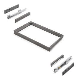 Emuca Rack avec glissières à extension totale et à fermeture douce pour accessoires d'armoire Quartz, 712-738mm, Aluminium et plastique, Titane