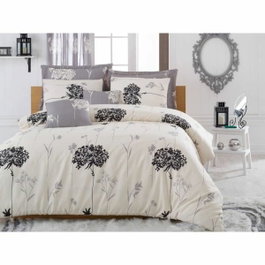 Parure de couette King Gris-Beige-Noir (1 housse de couette 220 x 240 cm + 2 taies d'oreiller 60 x 60 cm)denote_sku_if_needed