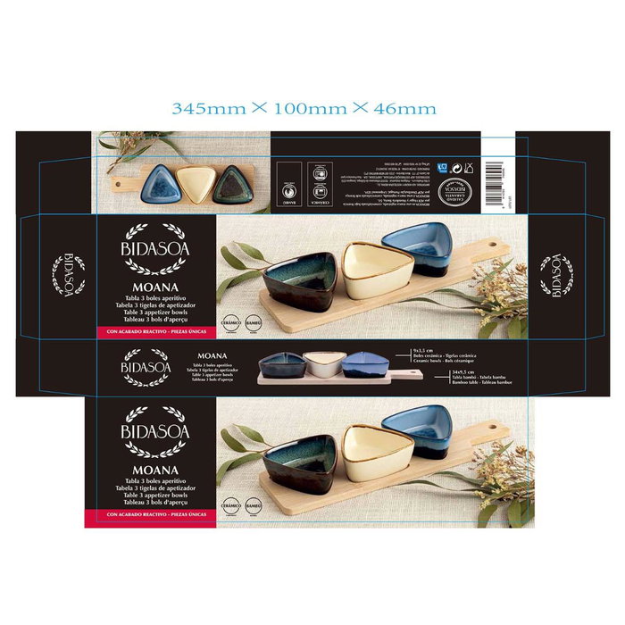 Tabla Aperitivo Bambú Cerámica Moana Bidasoa 34x9,5x4,5 cm Tabla Aperitivo Bambú Cerámica Moana Bidasoa 34x9,5x4,5 cm