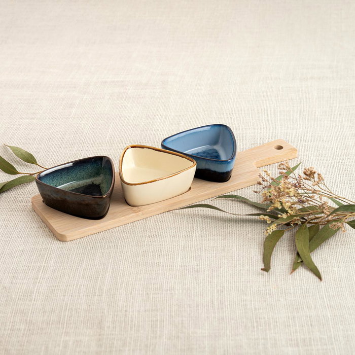 Tabla Aperitivo Bambú Cerámica Moana Bidasoa 34x9,5x4,5 cm Tabla Aperitivo Bambú Cerámica Moana Bidasoa 34x9,5x4,5 cm