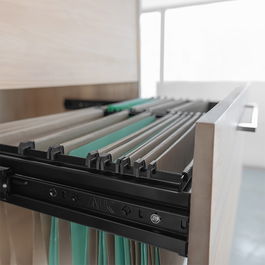 ALK Herrajes OFFICE Bastidor - Porte-dossiers extensible avec guides à extraction totale en acier noir, capacité 80 kg, modèle pour 700-1200 mm