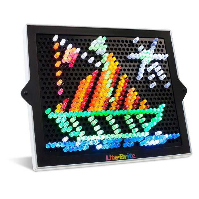 Deqube Lite Brite - Jeu éducatif et créatif pour enfants - Tableau lumineux avec clous brillants et 6 templates - Dès 4 ans
