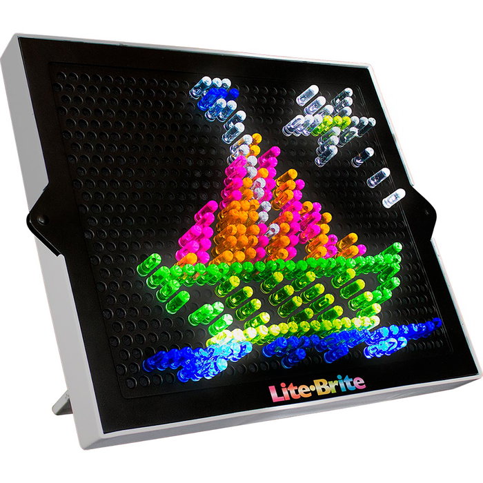 Deqube Lite Brite - Jeu éducatif et créatif pour enfants - Tableau lumineux avec clous brillants et 6 templates - Dès 4 ans