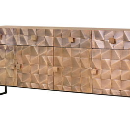 Giner y Colomer Buffet en bois massif de manguier avec ornements en bronze, 4 portes et 4 tiroirs, couleur marron foncé