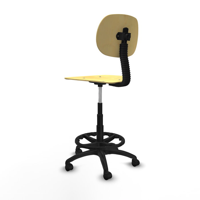 Tabouret Tus Mécanisme standard Bois Hêtre Structure polyamide noire Sans accoudoirs Sans appui-tête Roulettes en nylon 50 mm