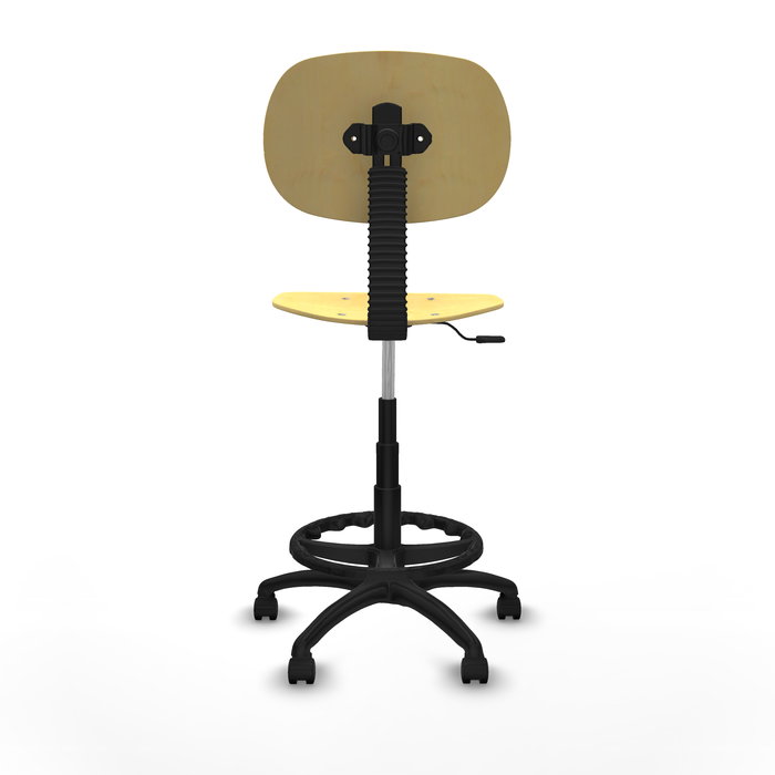 Tabouret Tus Mécanisme standard Bois Hêtre Structure polyamide noire Sans accoudoirs Sans appui-tête Roulettes en nylon 50 mm