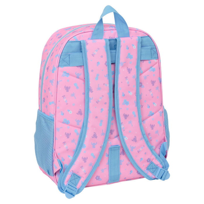 SAFTA Sac à Dos Bright Stitch Disney 42 cm - Adaptable au Chariot - Dos Ergonomique, Compartiments pour Bouteilles, Grande Poche Frontale