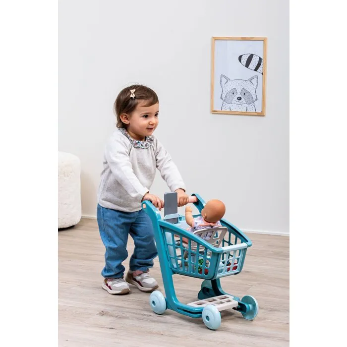Ecoiffier Chariot Vert Azur 1658 avec Poupon et Accessoires