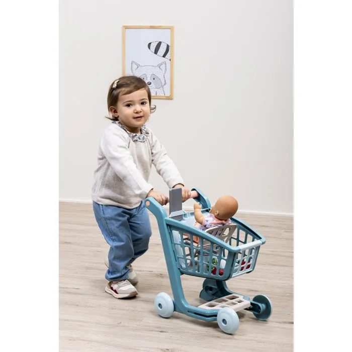 Ecoiffier Chariot Vert Azur 1658 avec Poupon et Accessoires
