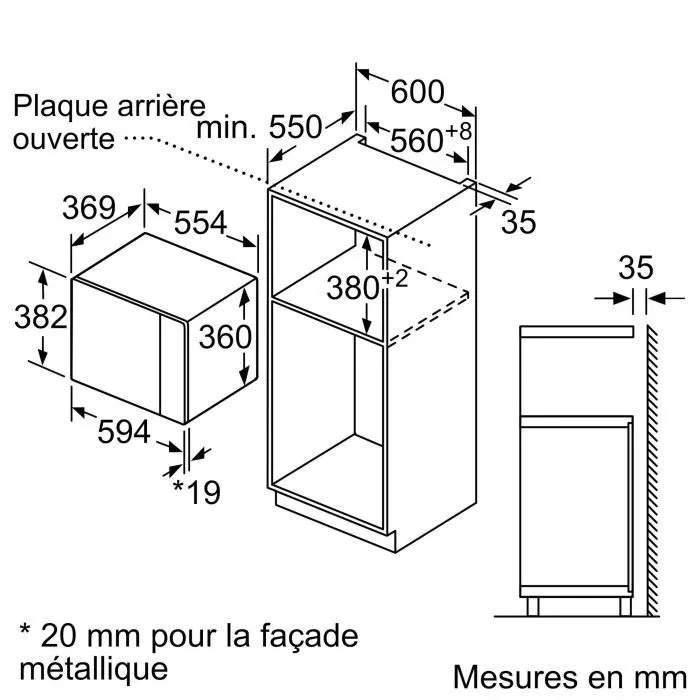 Bosch Série 4 BFL553MS0 Micro-ondes encastrable Inox 900 W